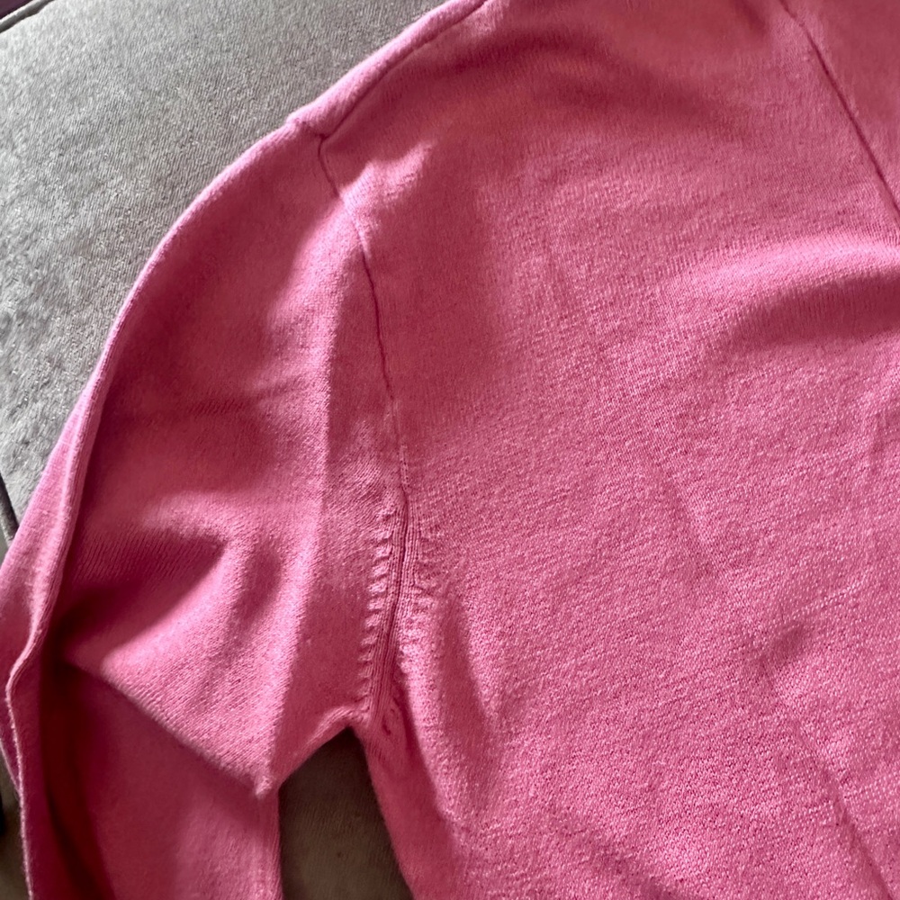 Vintage NICOLE SUMMERS 100% Cotton Pink Back Zip Mock Neck Turtleneck Sweater S - Picture 8 of 10
